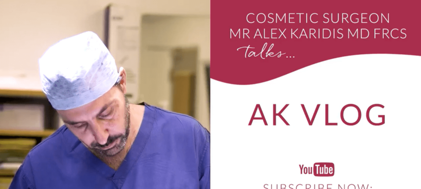 Cosmetic surgeon, Mr Alex Karidis MD FRCS vlog announcement